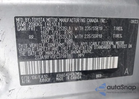 2023 Toyota Rav4 Xle Premium z USA, uszkodzony, nr VIN 2T3A1RFV0PC379811